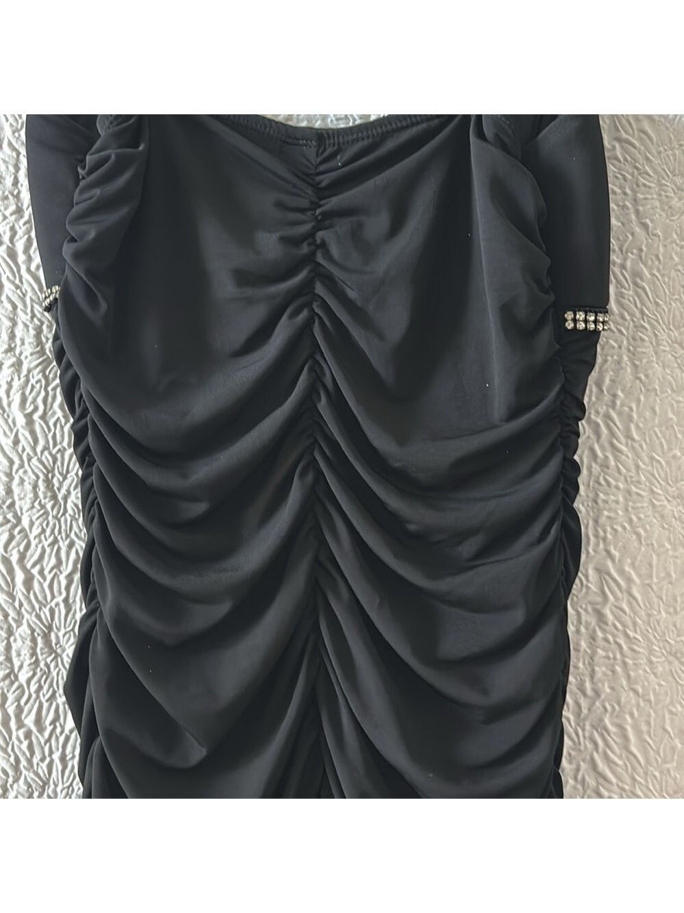 Ruby Rox Ruched Bodycon Rhinestone Spaghetti Strap Mini Dress - Picture 5 of 9